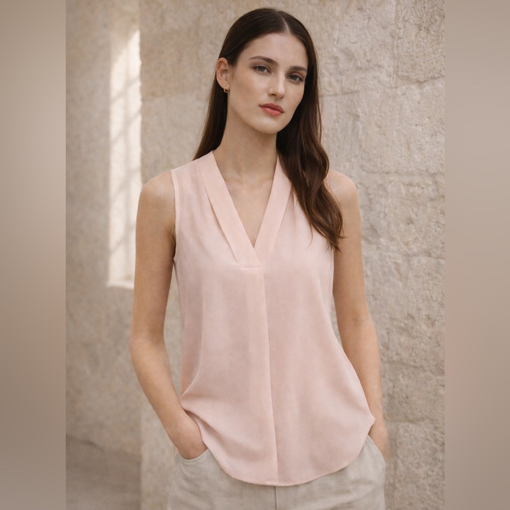 Calvin Klein Blush Sleeveless Blouse | Inverted Pleat | XL